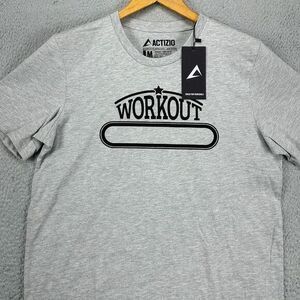 Actizio Workout Complete Tee Shirt Men Medium Grey T-Shirt Short Sleeve Logo NEW